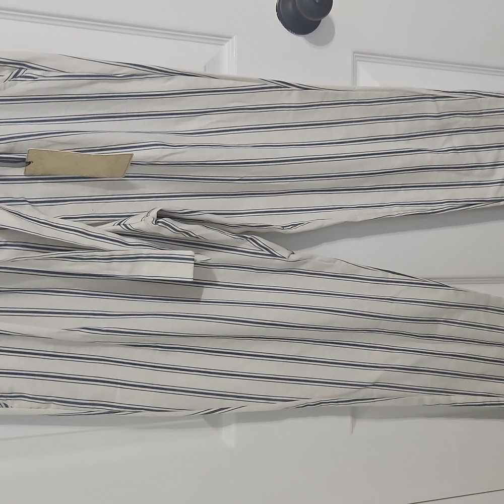 1st Kiss Ladies Striped Chinos in White and Blue